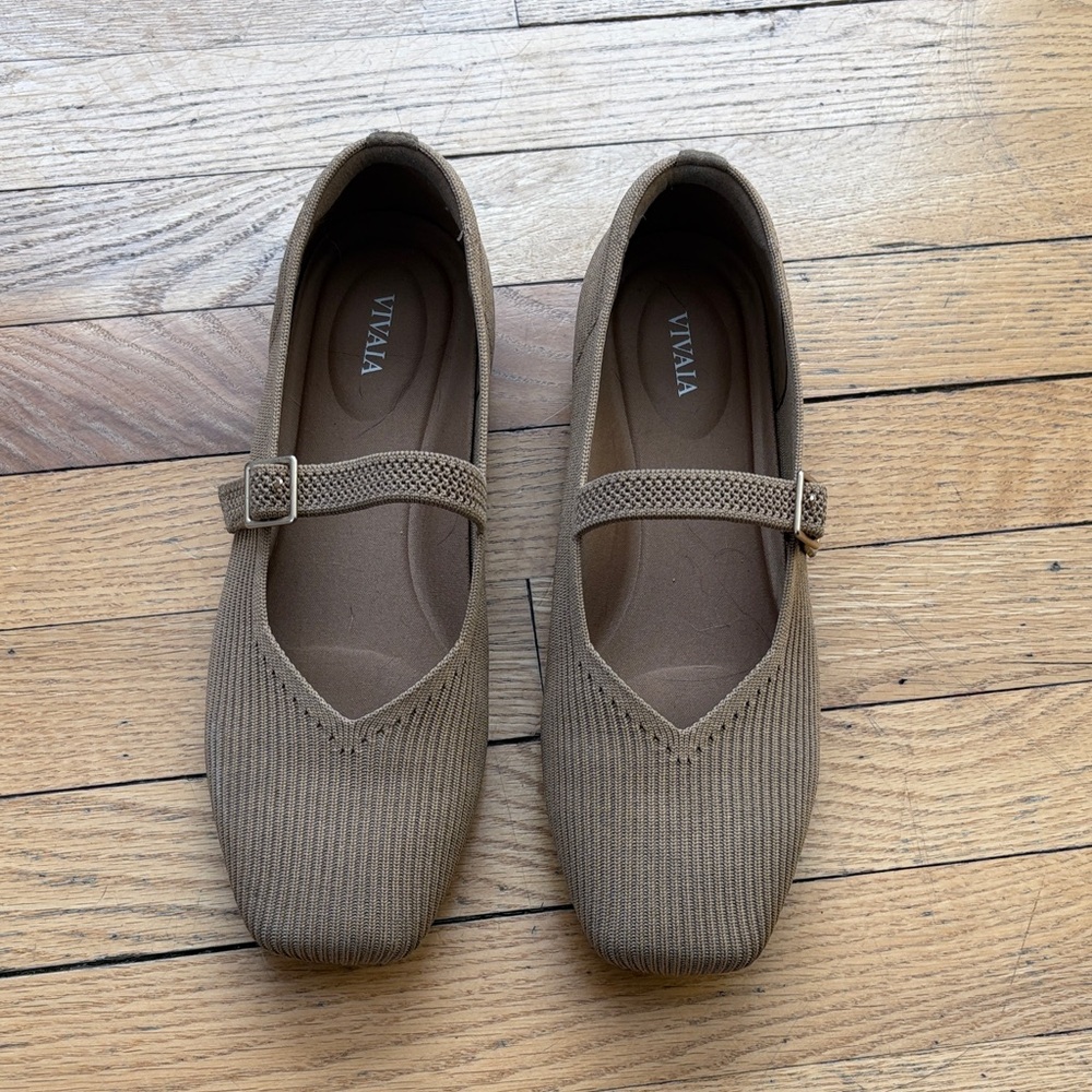 Vivaia Tan Mary Jane Flats